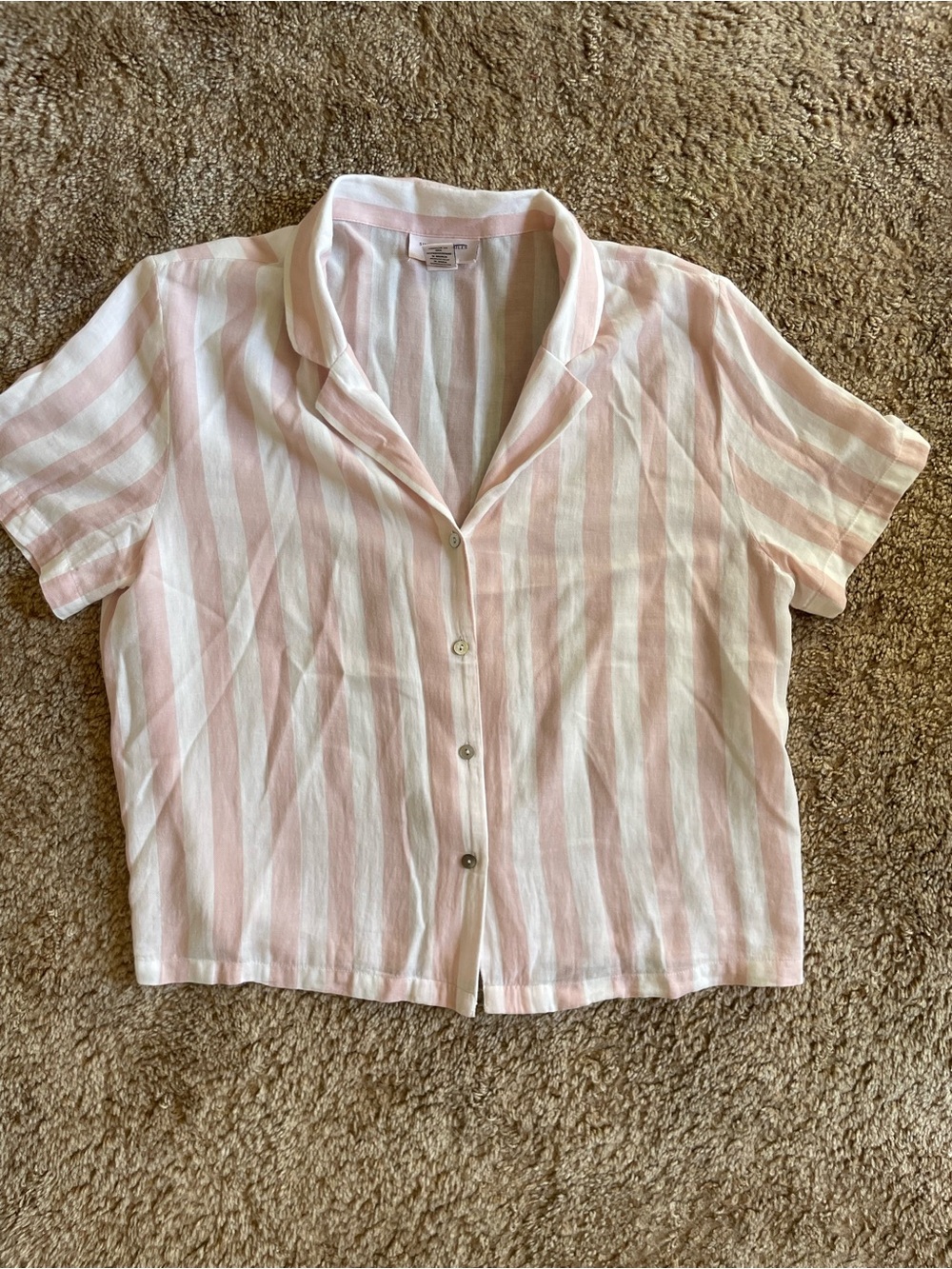 Sincerely Jules Striped Cotton Button Down Casual Women’s Size L Pink Summer